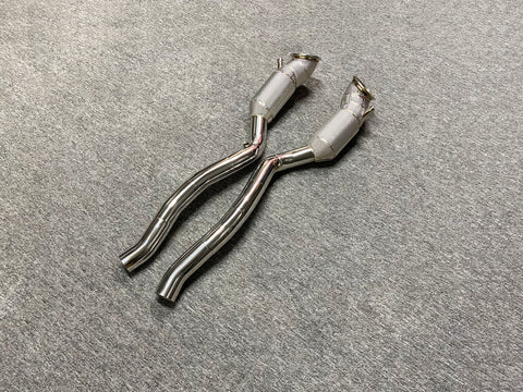 Performance downpipe with heat shields for ferrari 812 v12