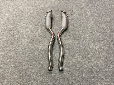 Ferrari 812 V12 performance downpipes with heat shield,304 stainless steel, TIG welded, high flow sports catted