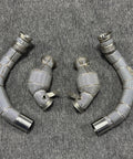 BMW X5M X6M S63 4.4T performance downpipes with heat shield, stainless steel TIG welded, high flow exhaust pipes